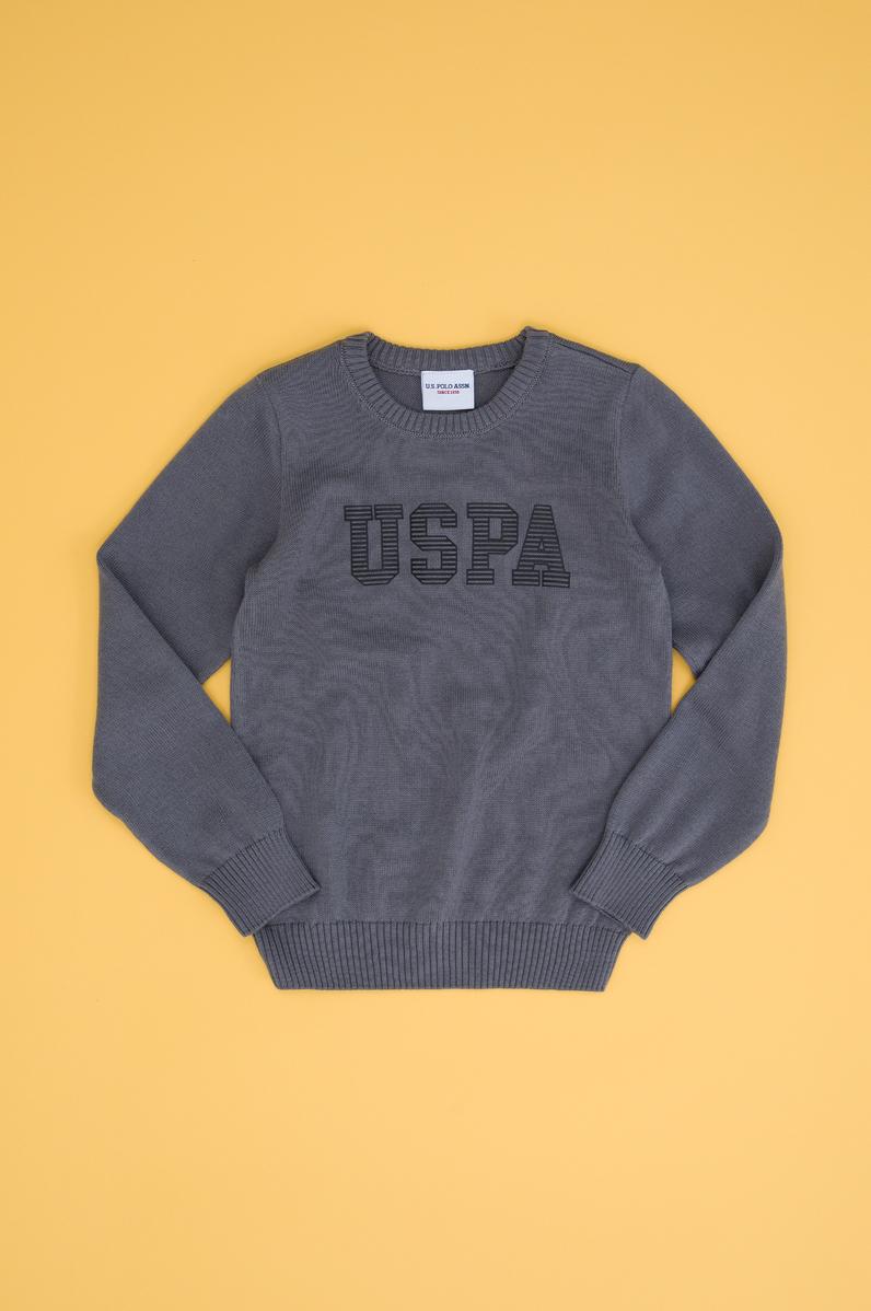 Erkek Çocuk Gri Melanj Bisiklet Yaka Triko Kazak