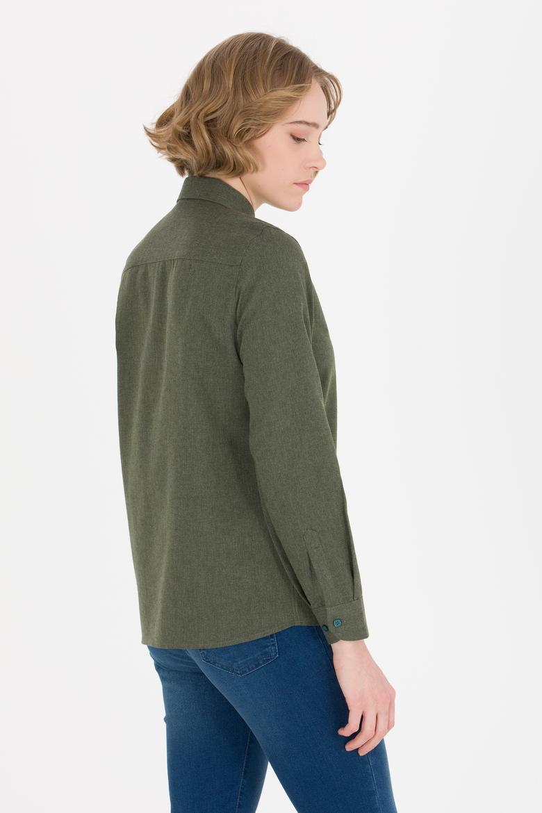 Kadın Yeşil Uzun Kollu Gömlek - 50262277010