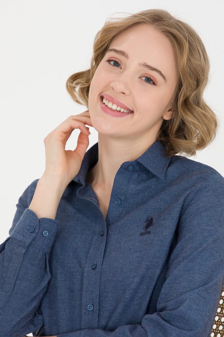 Kadın İndigo Uzun Kollu Gömlek