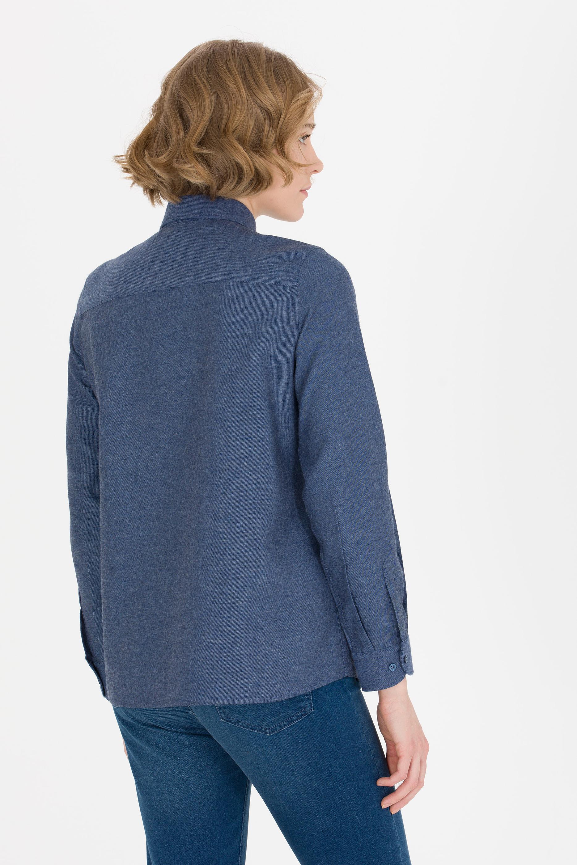 Kadın İndigo Uzun Kollu Gömlek