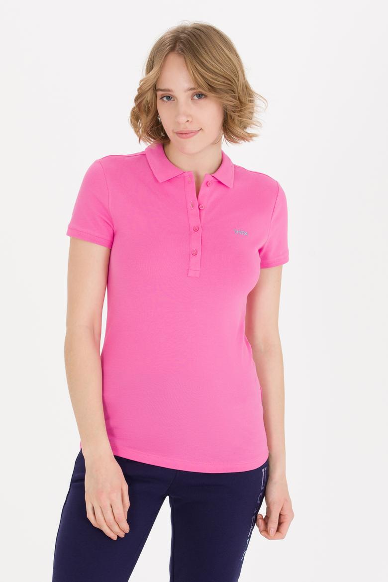 Kadın Pembe Basic Polo Yaka Tişört - 50266348017