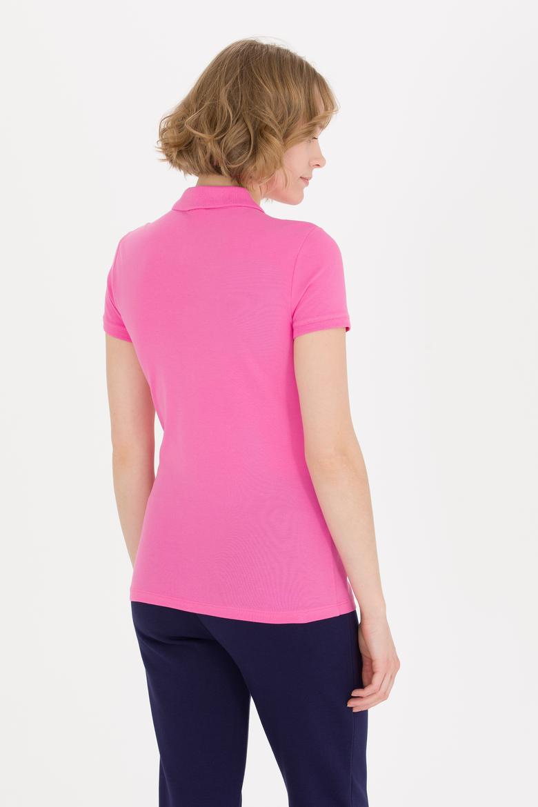 Kadın Pembe Basic Polo Yaka Tişört - 50266348017