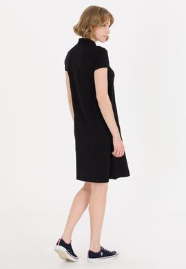 Kadın Siyah Polo Yaka Örme Elbise - 50269546005
