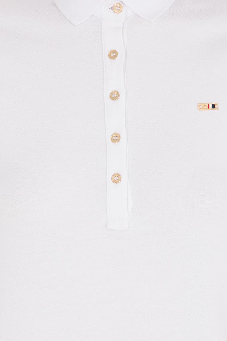 Kadın Beyaz Polo Yaka Örme Elbise - 50269546012