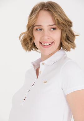 Kadın Beyaz Polo Yaka Örme Elbise - 50269546012