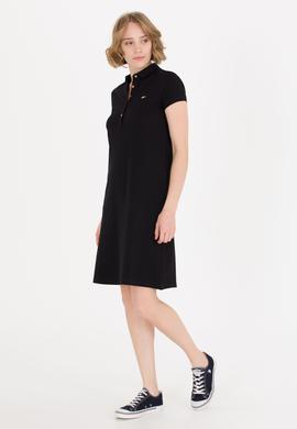 Kadın Siyah Polo Yaka Örme Elbise - 50269546005