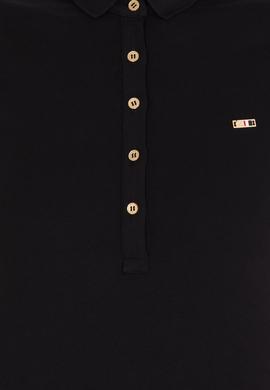 Kadın Siyah Polo Yaka Örme Elbise - 50269546005