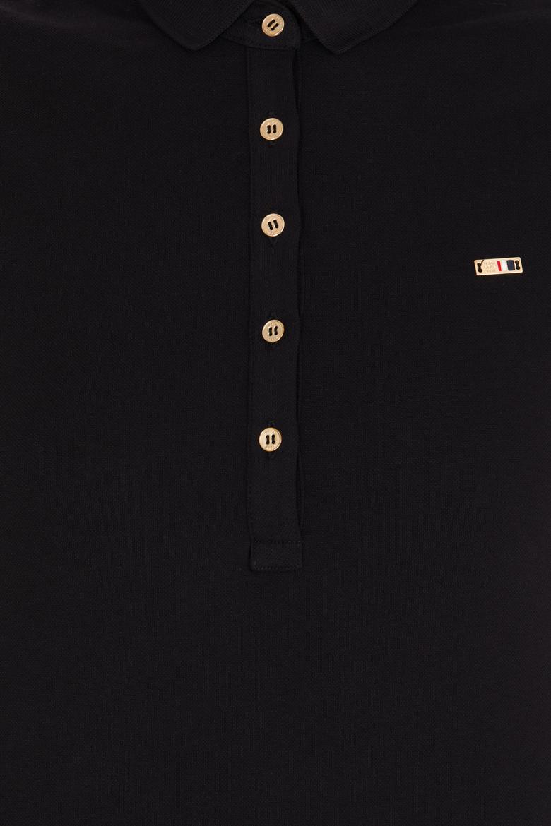 Kadın Siyah Polo Yaka Örme Elbise - 50269546005