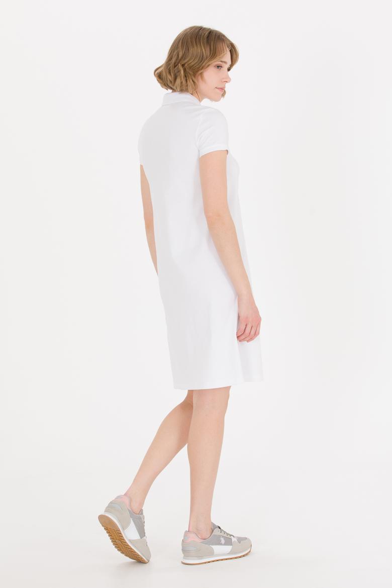 Kadın Beyaz Polo Yaka Örme Elbise - 50269546012
