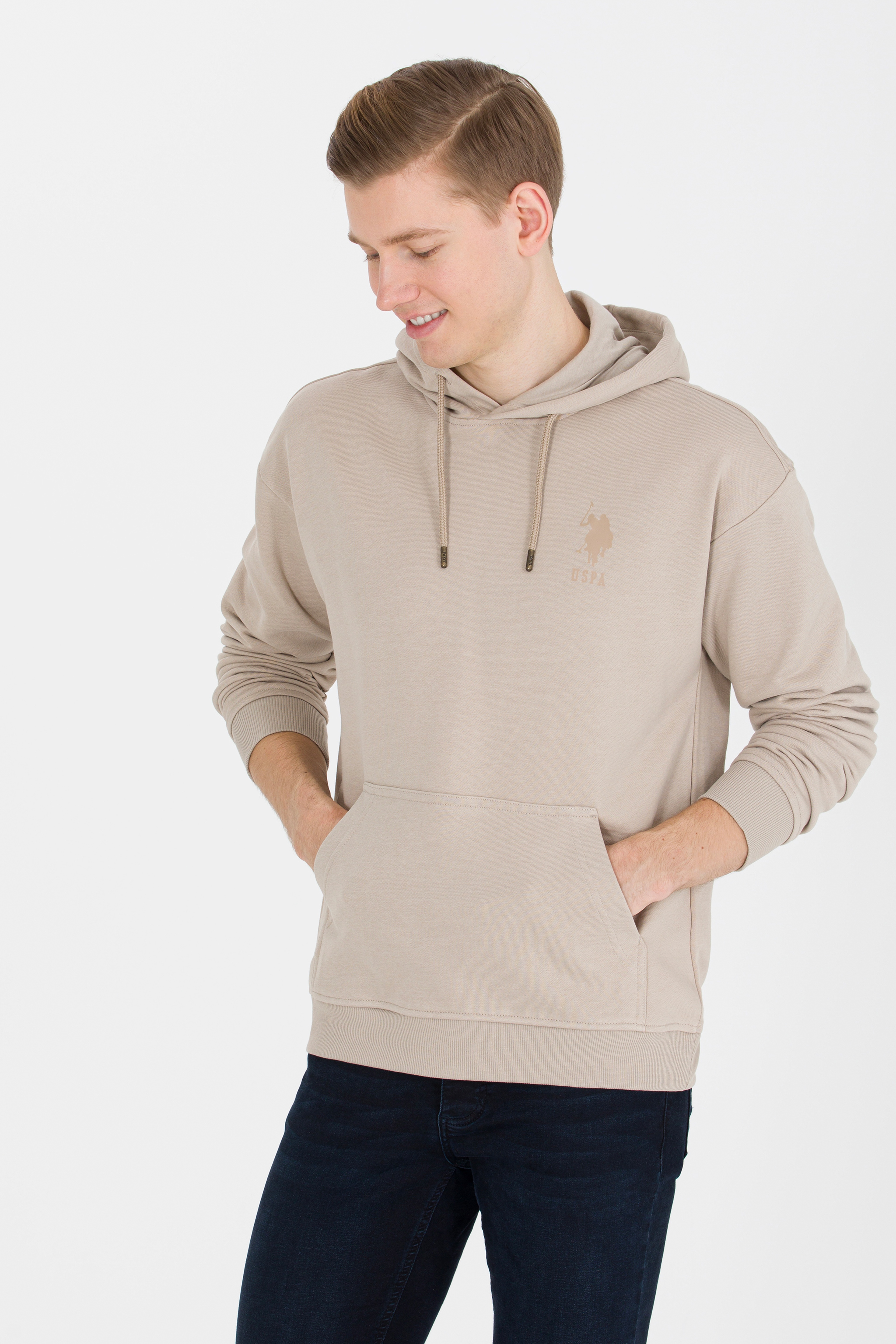 Erkek Taş Kapüşonlu Sweatshirt - Image 1