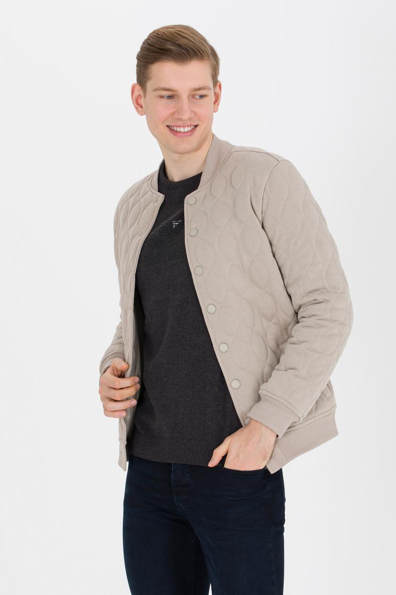 Erkek Taş Dik Yaka Örme Hırka - 50254563007