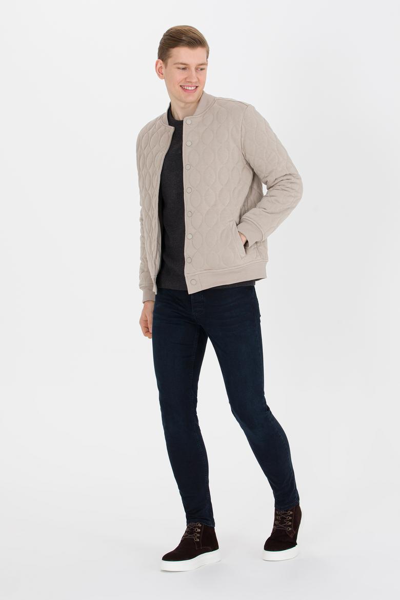 Erkek Taş Dik Yaka Örme Hırka - 50254563007