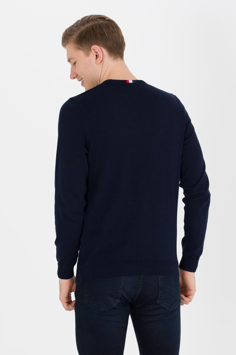 Erkek Lacivert Bisiklet Yaka Triko Kazak - 50258145006