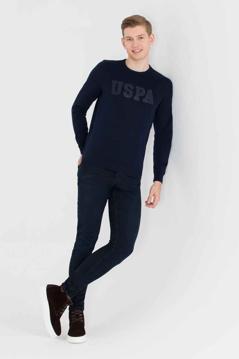 Erkek Lacivert Bisiklet Yaka Triko Kazak - 50258145006