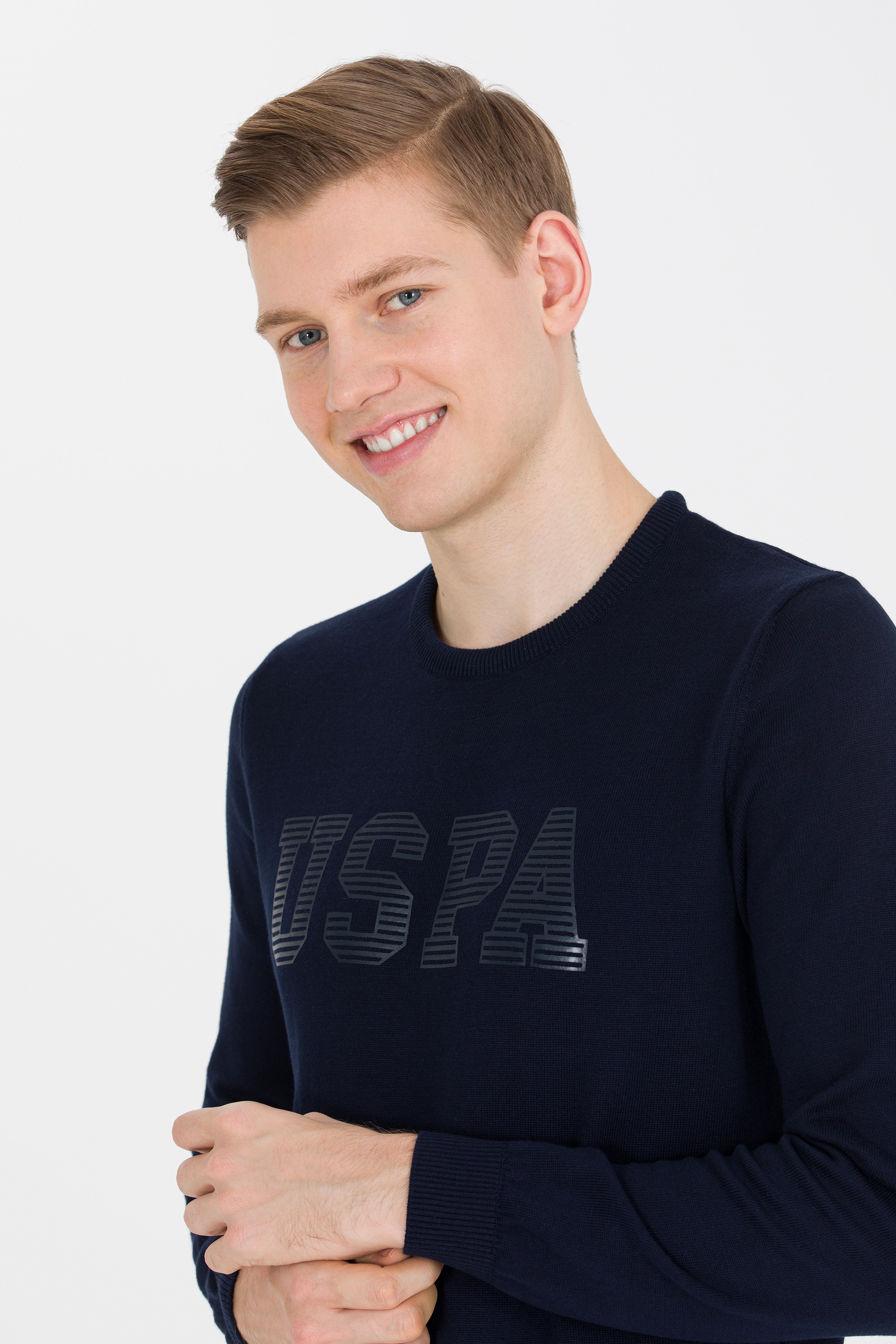 Erkek Lacivert Bisiklet Yaka Triko Kazak - Image 3