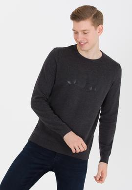 Erkek Antrasit Melanj Bisiklet Yaka Triko Kazak - 50258145018