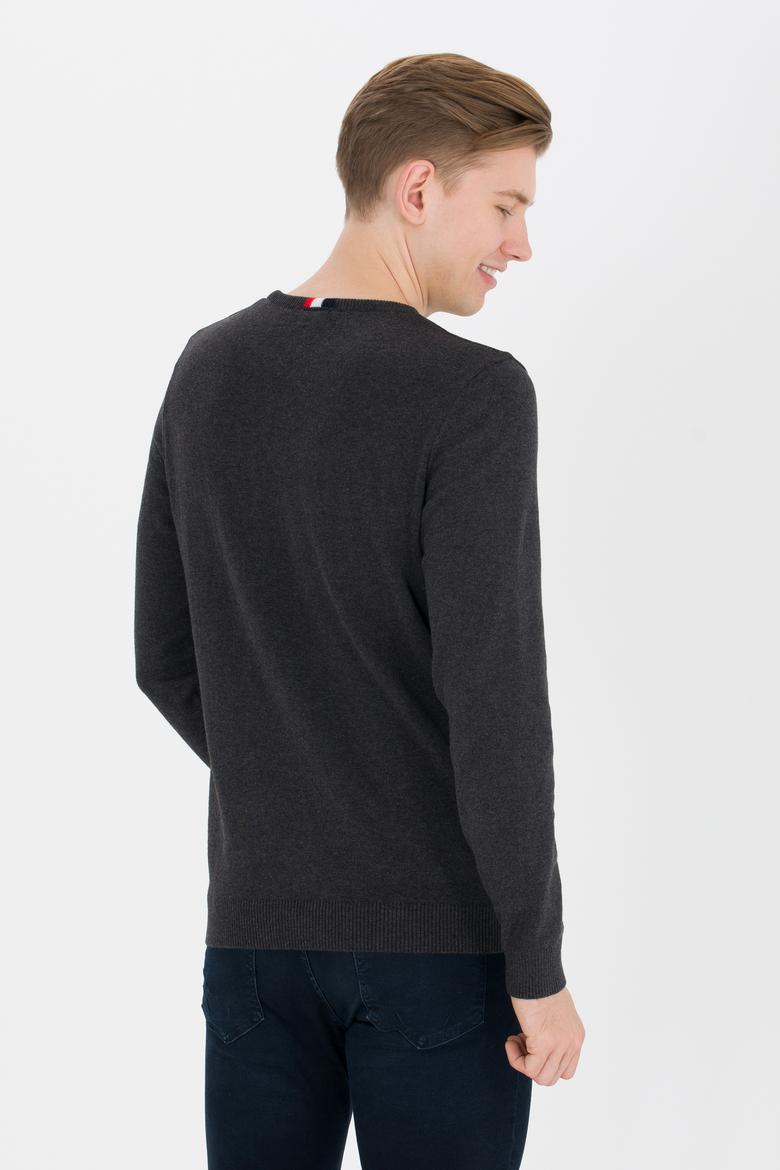 Erkek Antrasit Melanj Bisiklet Yaka Triko Kazak - 50258145018