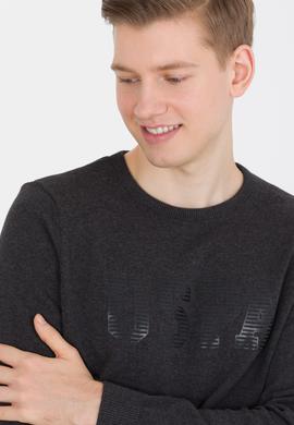 Erkek Antrasit Melanj Bisiklet Yaka Triko Kazak - 50258145018