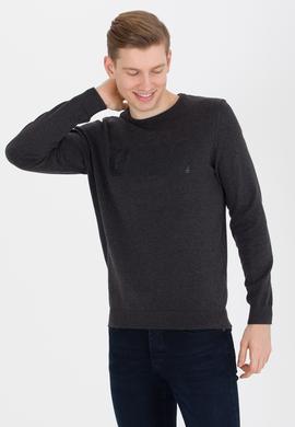 Erkek Antrasit Melanj Bisiklet Yaka Triko Kazak - 50258145018