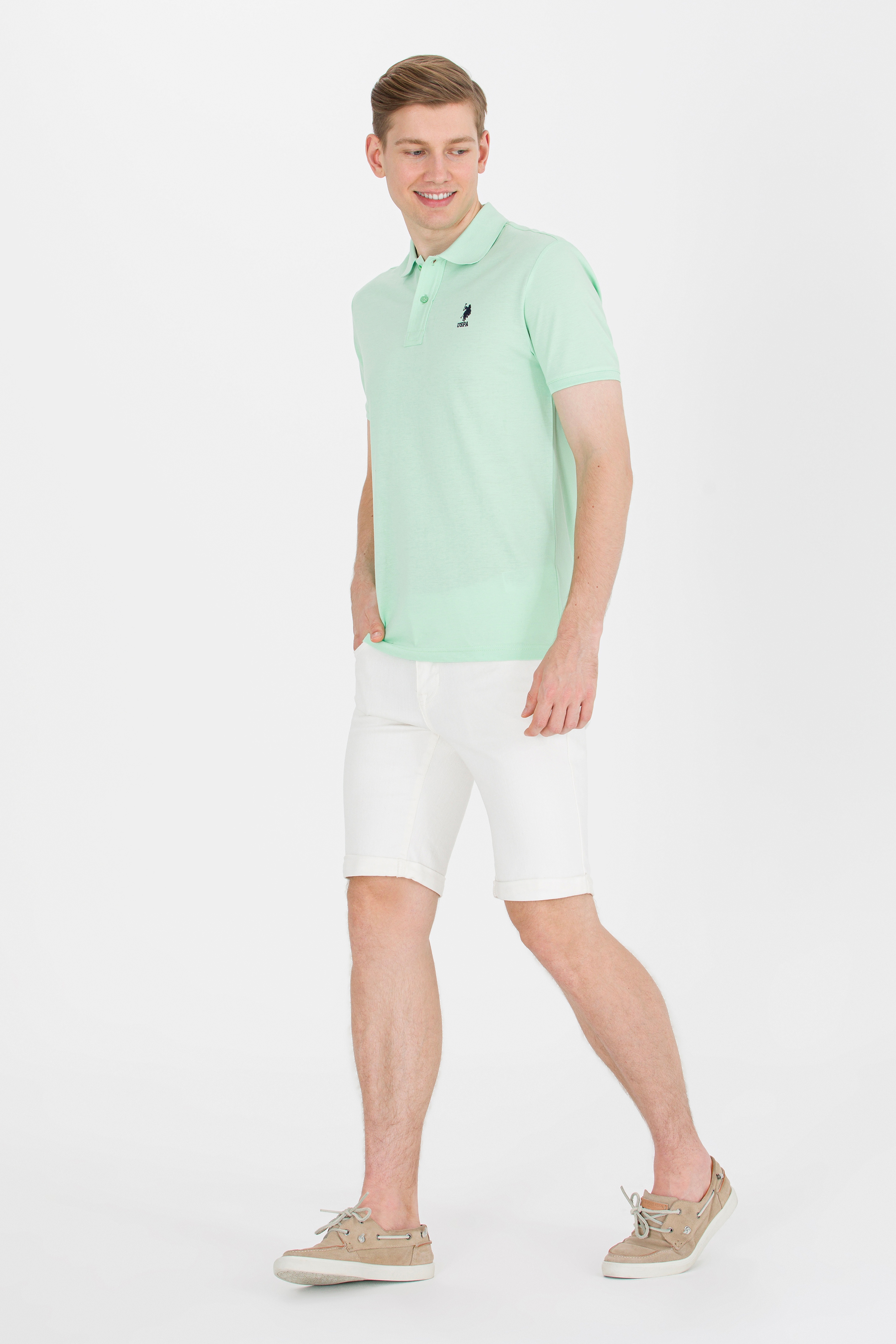 Erkek Mint Yeşili Basic Polo Yaka Tişört
