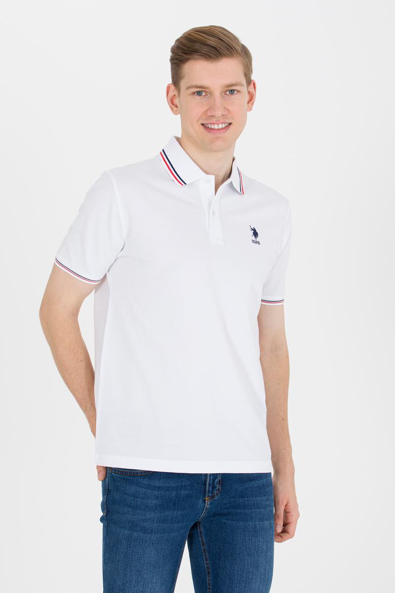 Erkek Beyaz Basic Polo Yaka Tişört