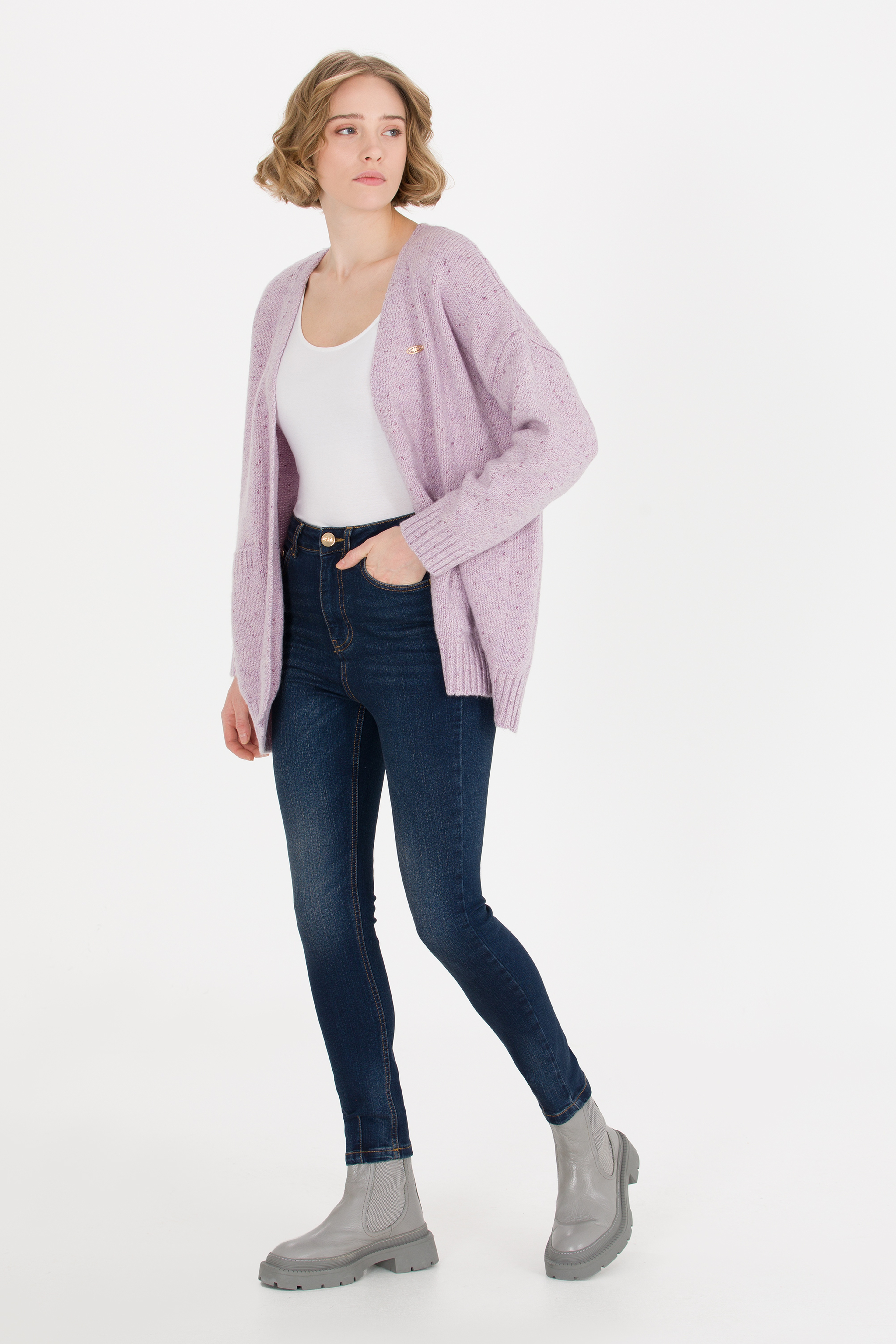 Kadın Koyu Mavi Skinny Hight Waist Fit Jean Pantolon