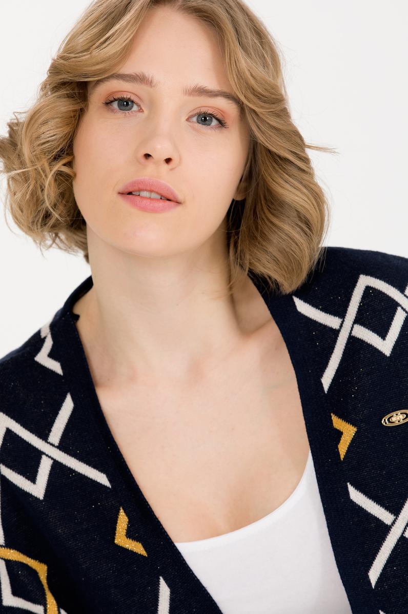 Kadın Lacivert Triko Panço