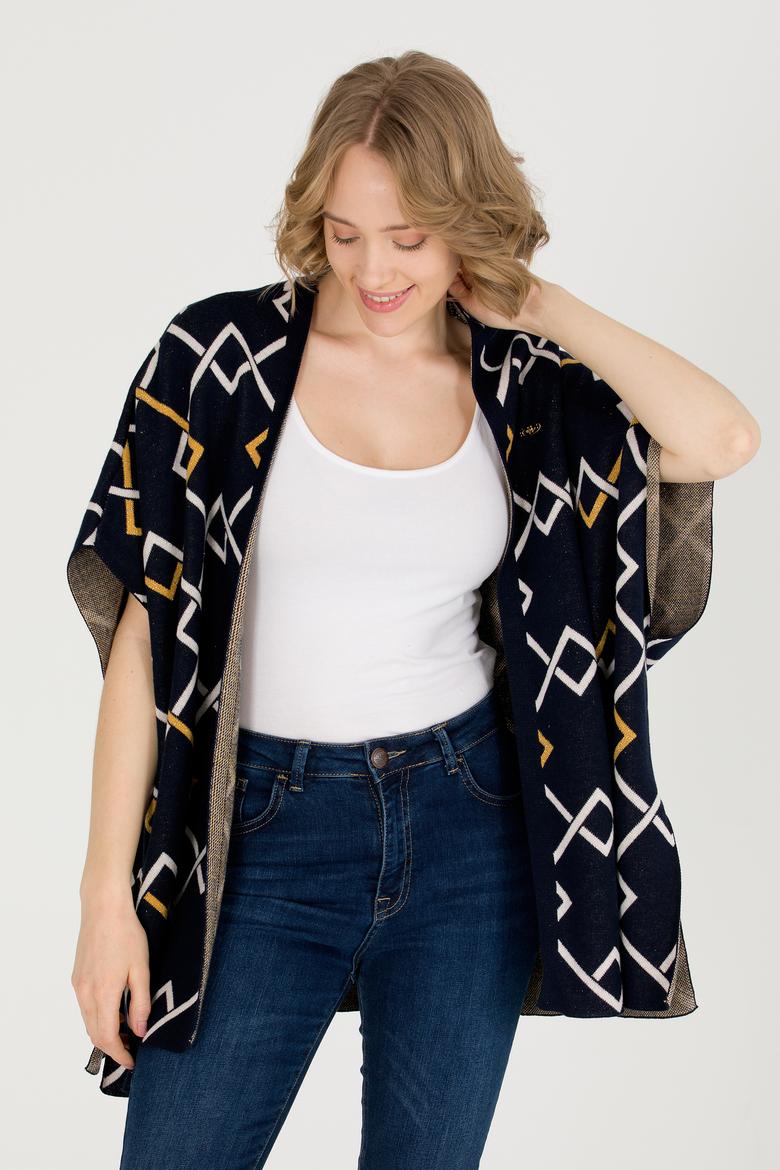 Kadın Lacivert Triko Panço - 50253118001