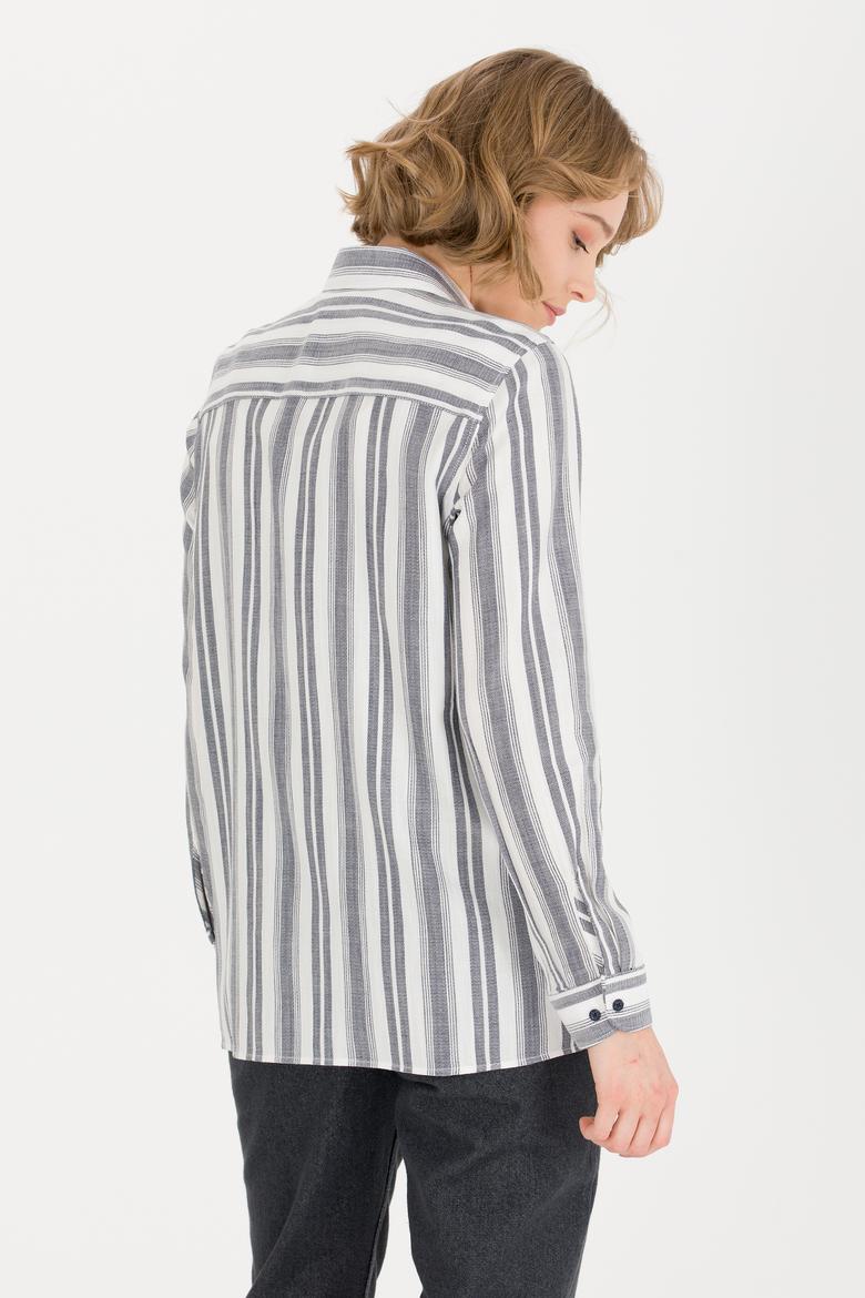 Kadın Lacivert Uzun Kollu Gömlek - 50262294006