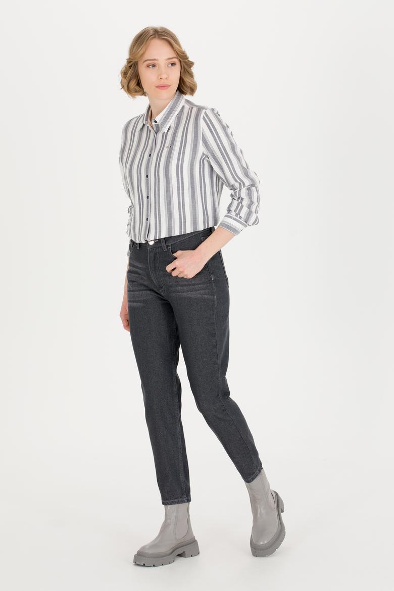 Kadın Lacivert Uzun Kollu Gömlek - 50262294006