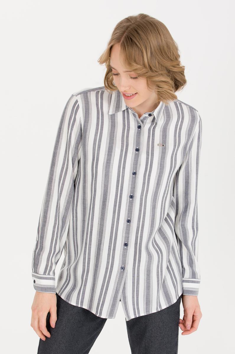 Kadın Lacivert Uzun Kollu Gömlek