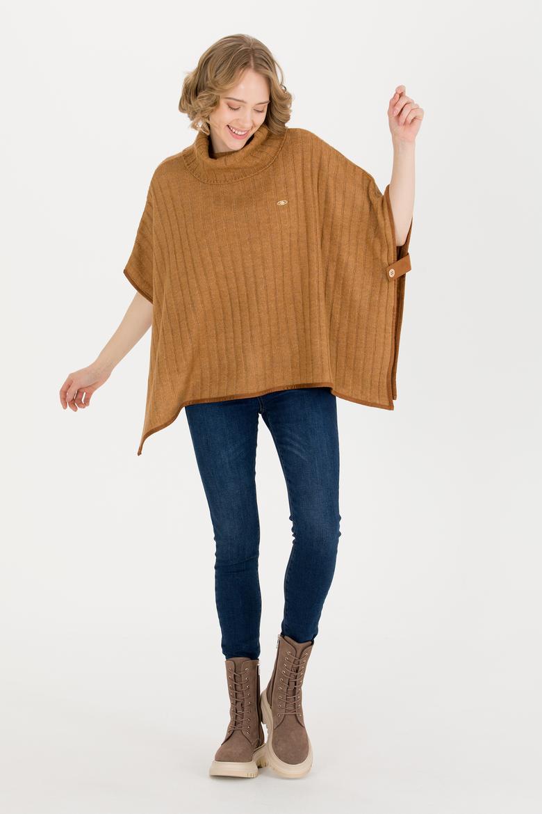 Kadın Camel Melanj Triko Panço - 50253219004