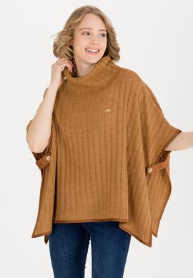 Kadın Camel Melanj Triko Panço - 50253219004