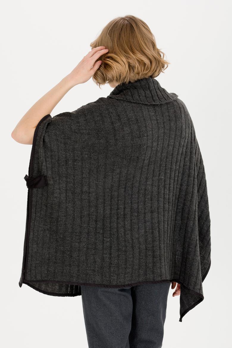 Kadın Antrasit Melanj Triko Panço - 50253219001