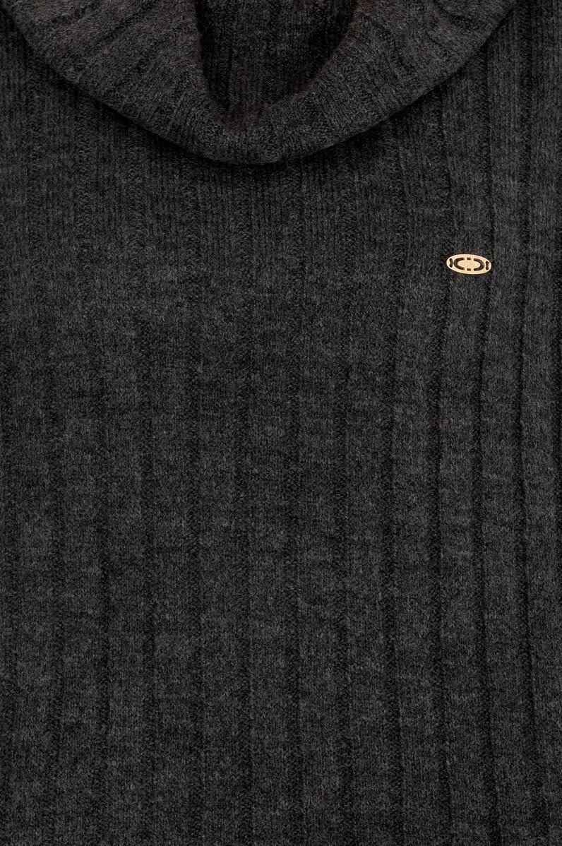 Kadın Antrasit Melanj Triko Panço