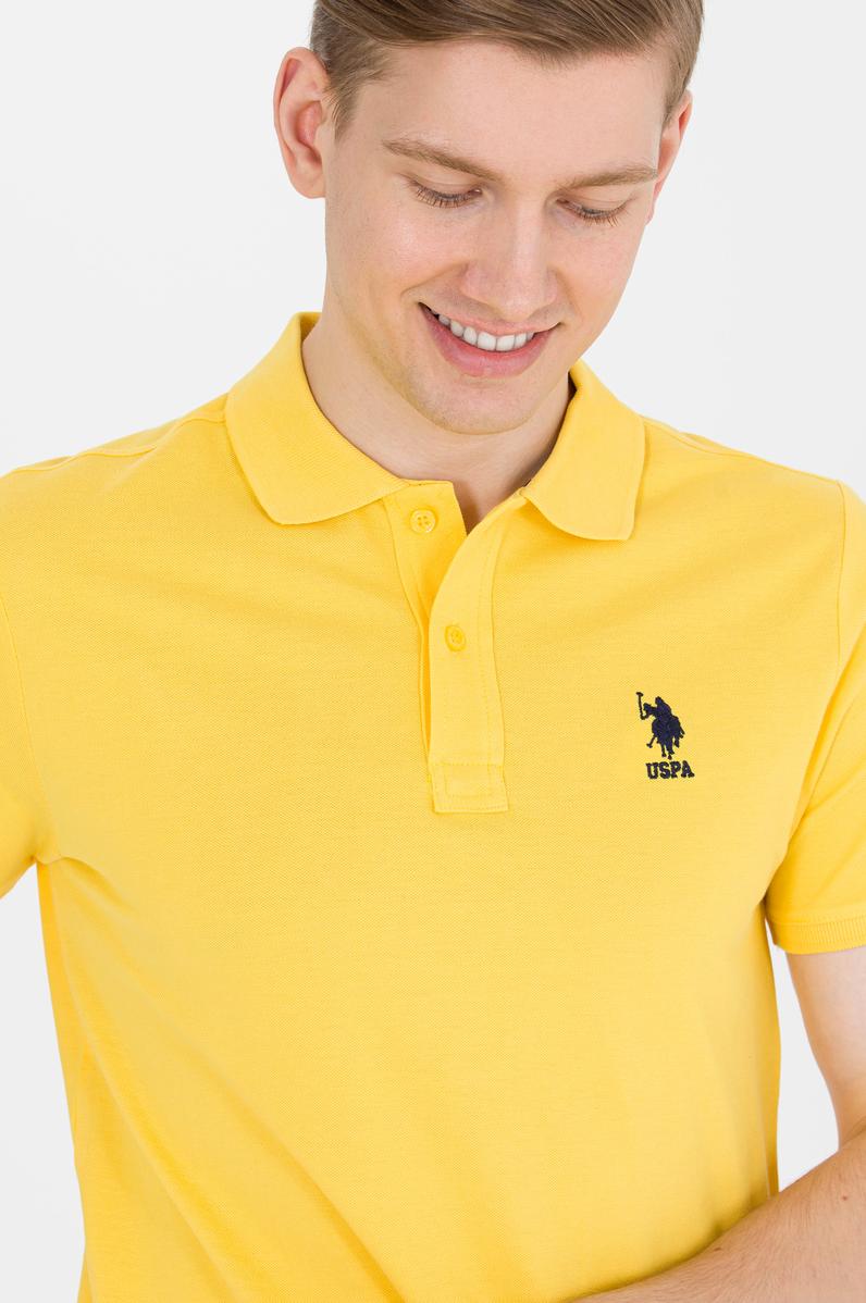 Erkek Koyu Sarı Basic Polo Yaka Tişört