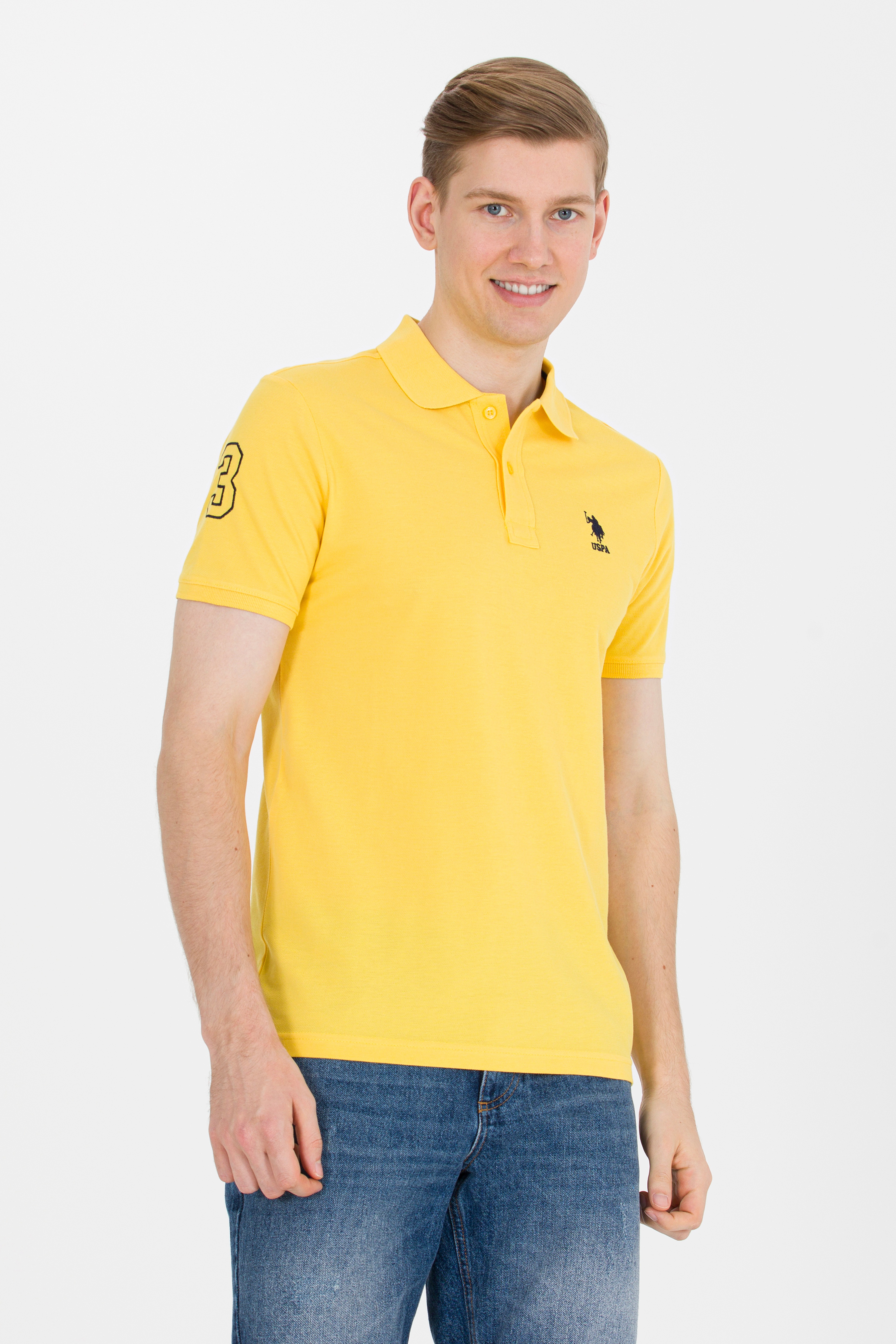 Erkek Koyu Sarı Basic Polo Yaka Tişört