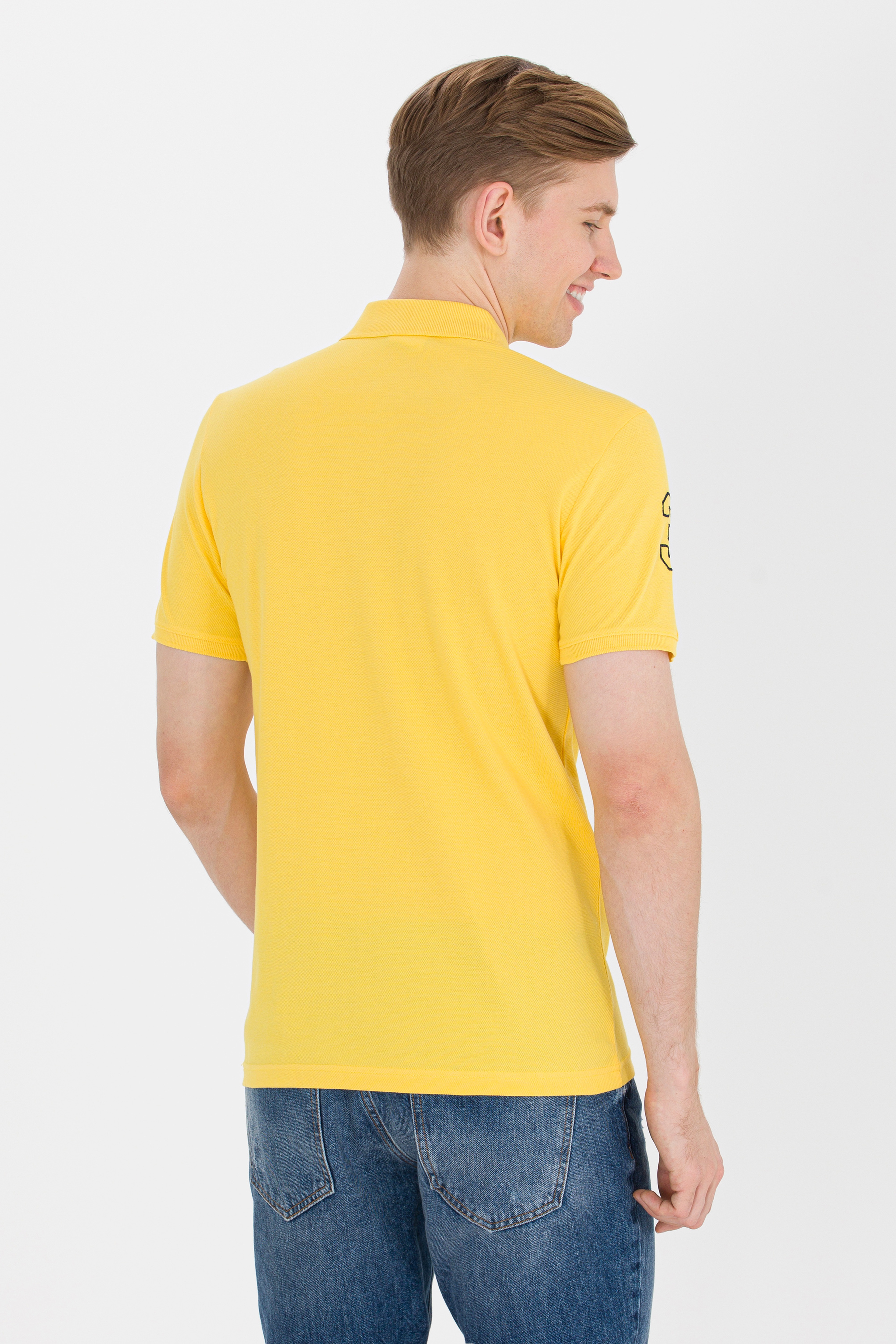 Erkek Koyu Sarı Basic Polo Yaka Tişört - Image 5