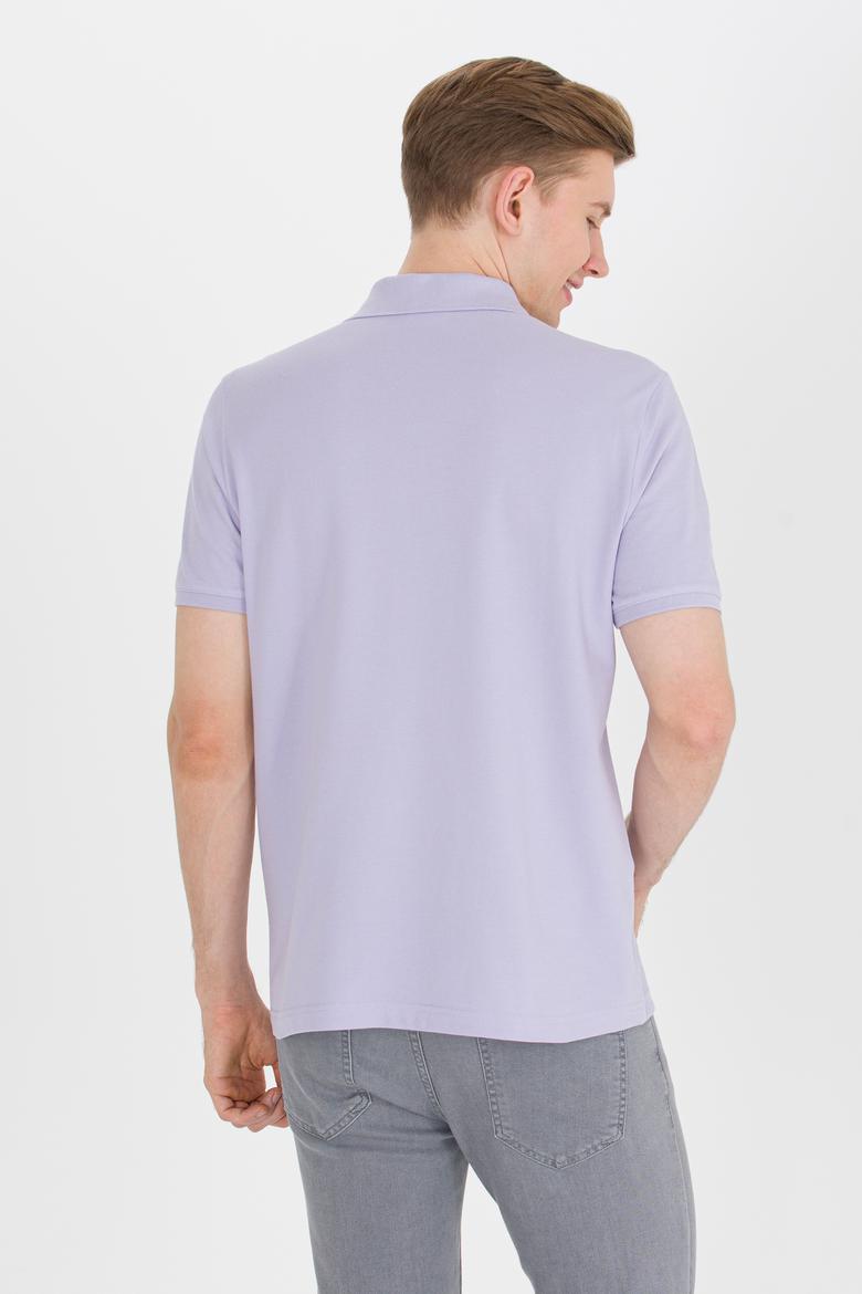 Erkek Lila Basic Polo Yaka Tişört - 50264892138