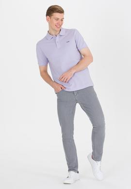 Erkek Lila Basic Polo Yaka Tişört - 50264892138