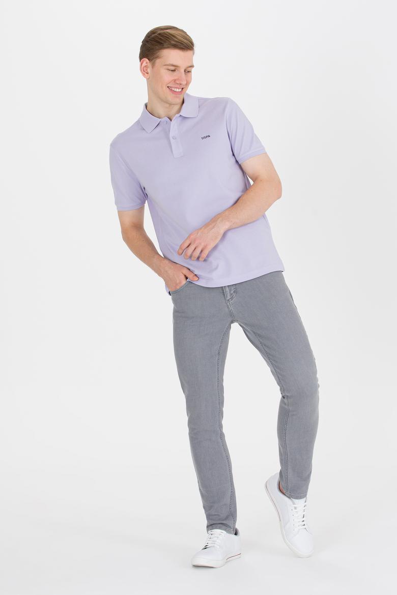 Erkek Lila Basic Polo Yaka Tişört - 50264892138