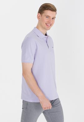 Erkek Lila Basic Polo Yaka Tişört - 50264892138