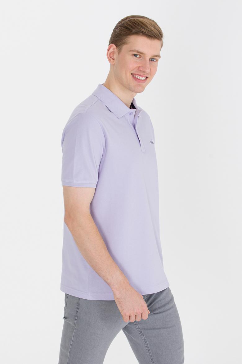 Erkek Lila Basic Polo Yaka Tişört - 50264892138