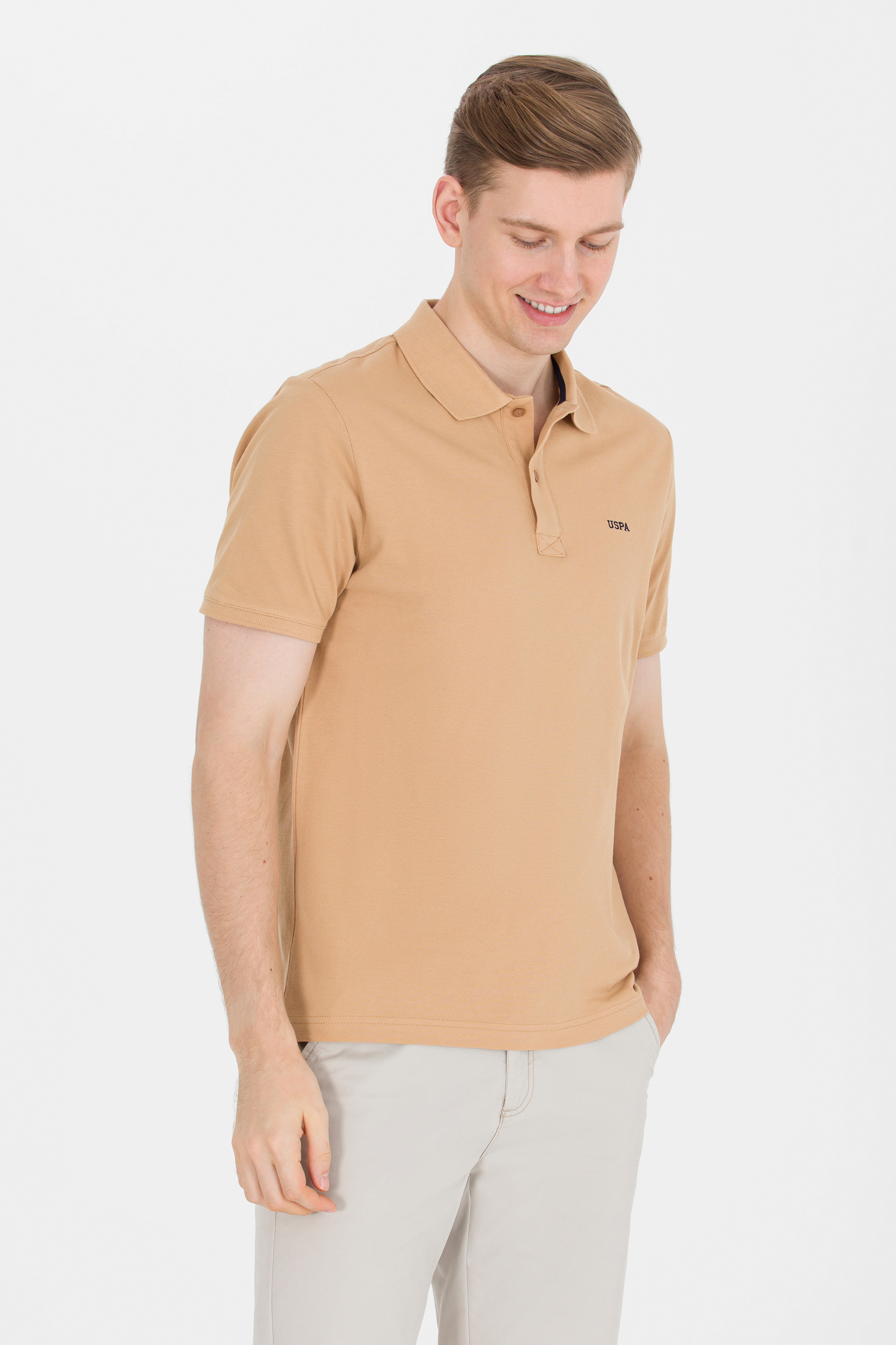 Erkek Camel Basic Polo Yaka Tişört - Image 1