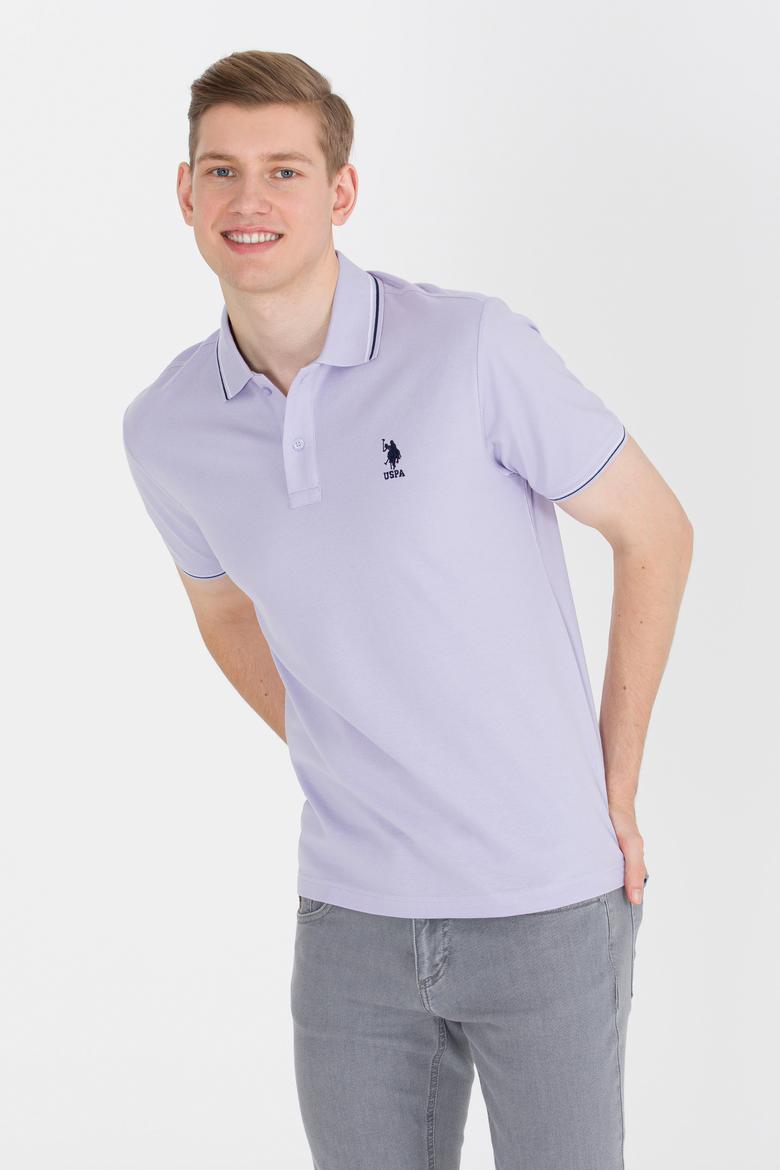 Erkek Lila Basic Polo Yaka Tişört