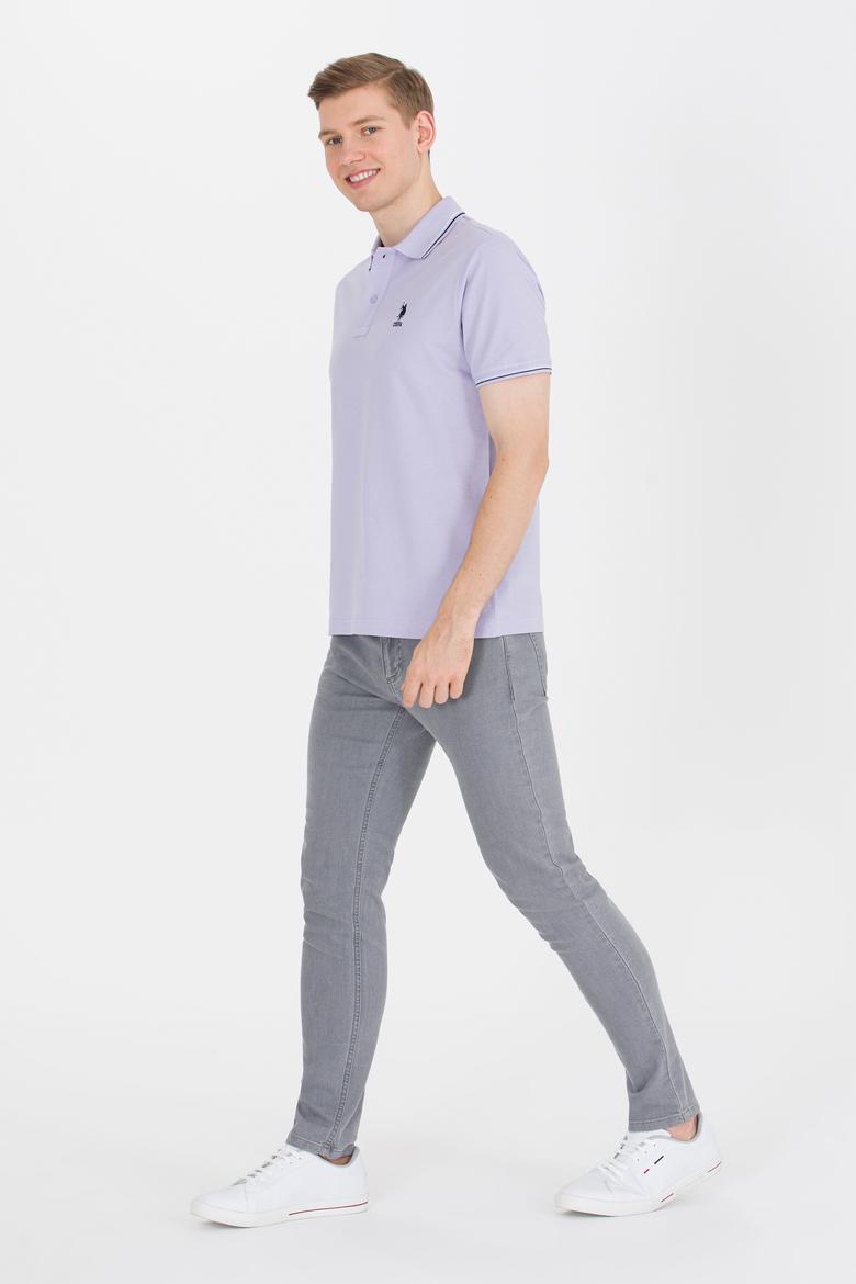 Erkek Lila Basic Polo Yaka Tişört - 50264906054