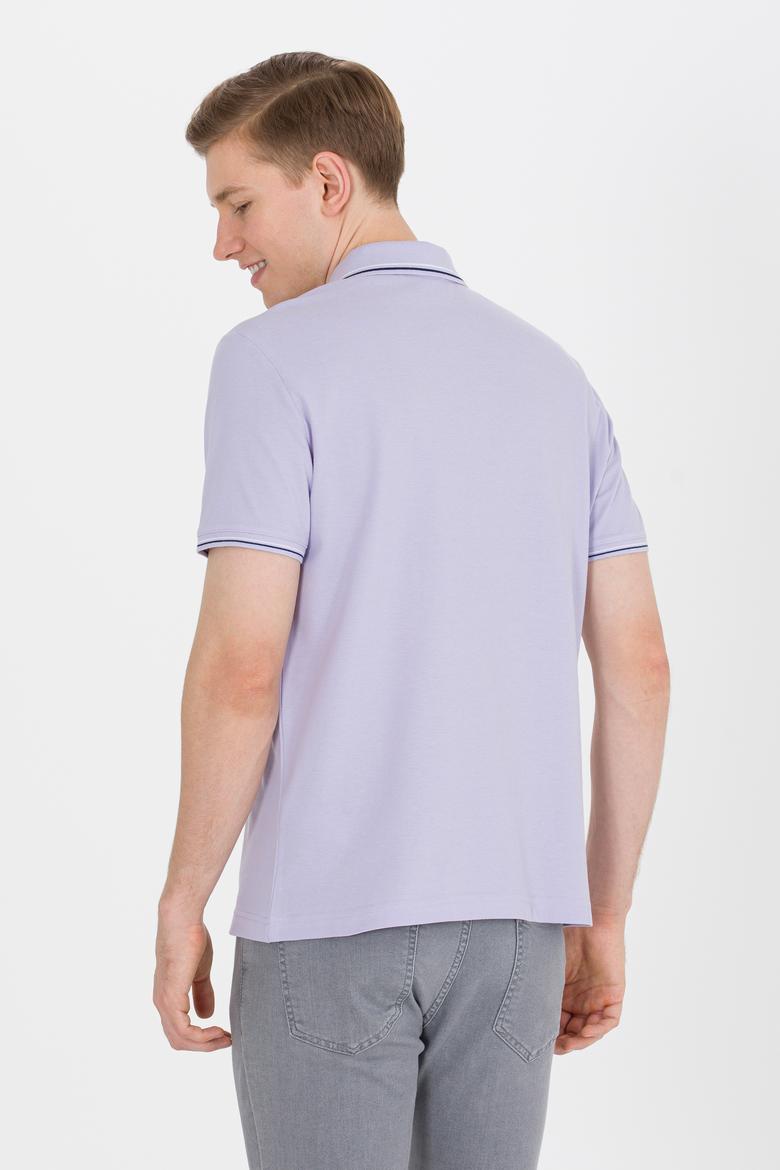 Erkek Lila Basic Polo Yaka Tişört - 50264906054
