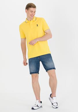 Erkek Koyu Sarı Basic Polo Yaka Tişört - 50264906180