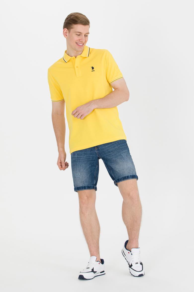 Erkek Koyu Sarı Basic Polo Yaka Tişört - 50264906180