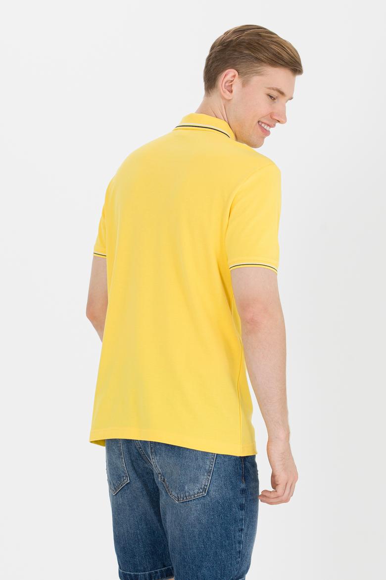Erkek Koyu Sarı Basic Polo Yaka Tişört - 50264906180